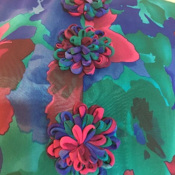 Anne Crimmins VTG Silk Floral Dress Size 4 - Picture 7 of 8